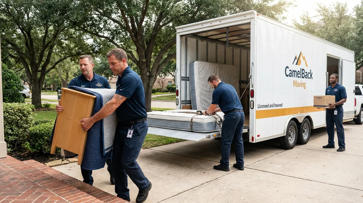 Crew loading residential truck for cross-state move from Greenwood Lake, NY