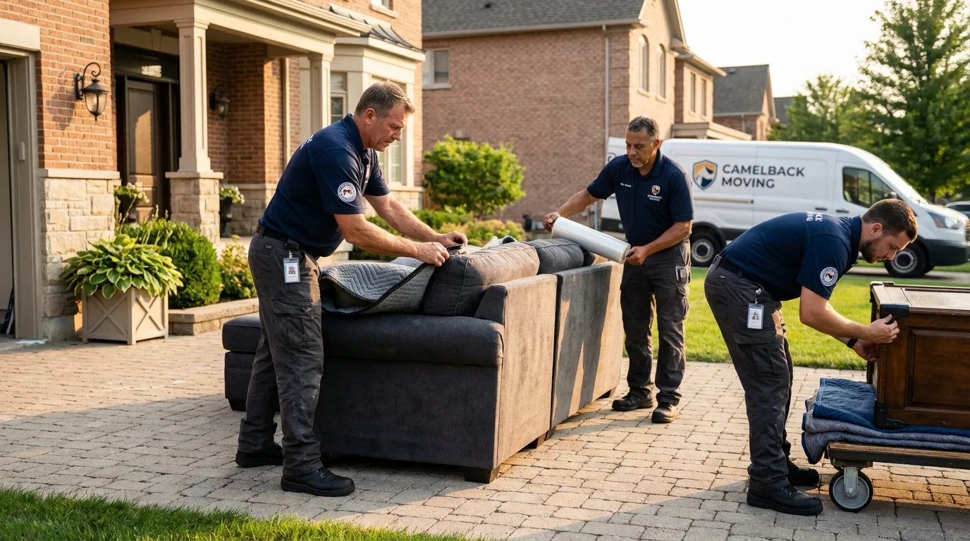 Large estate moving crew wrapping furniture in Greenwood Lake, NY