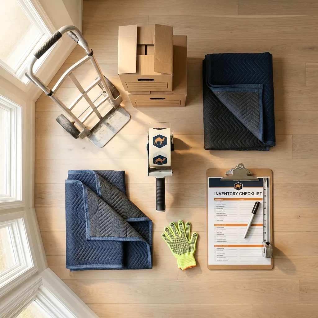 Professional moving supplies and packing materials layout for Greenwood Lake residential relocations